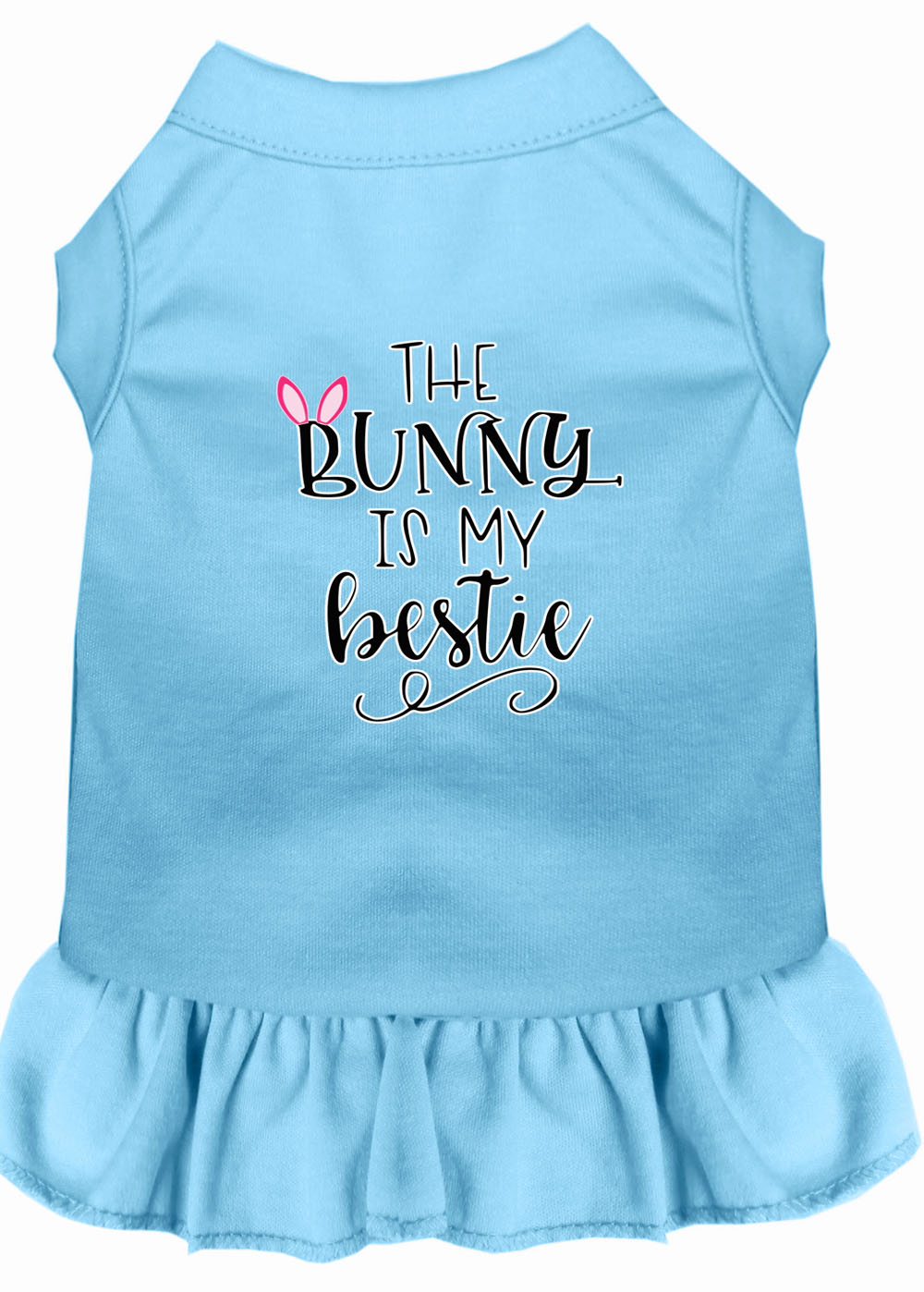 Bunny is my Bestie Screen Print Dog Dress Baby Blue Lg